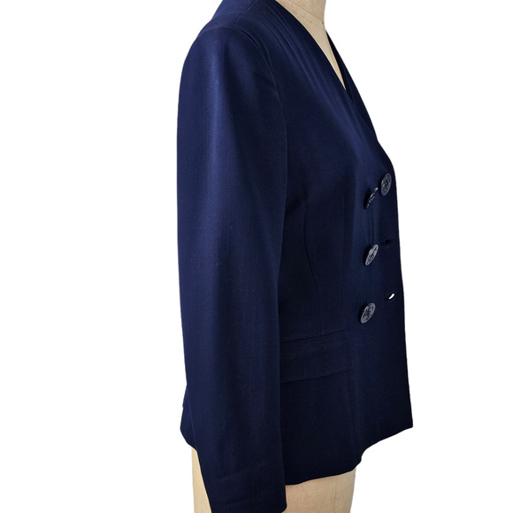 Jacket RARE Vintage Ralph Lauren 80s double breasted  navy blazer as is size 8 - Picture 9 of 16